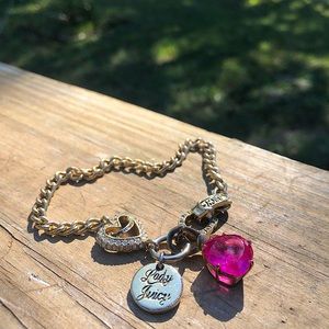 Y2k style Juicy Couture charm bracelet/anklet with extra pink heart charm.